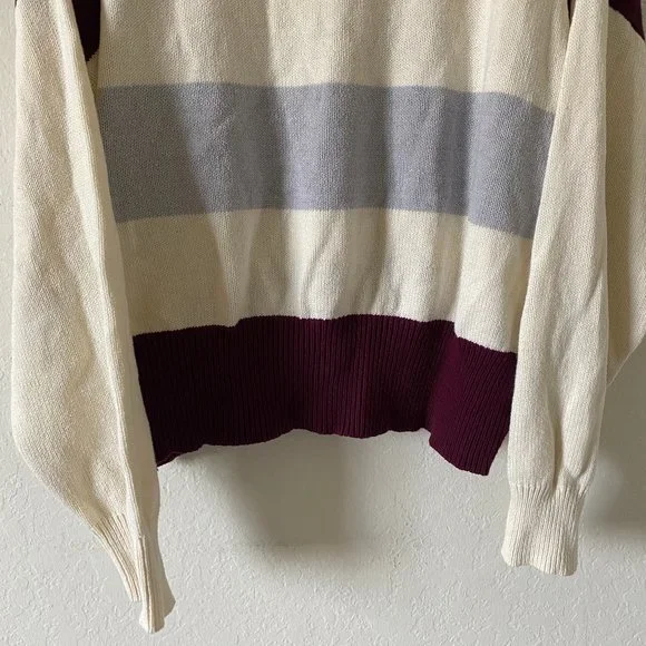 Lucky Brand Womens Sweater Relaxed Fit Ribbed Size XXL Knit Pullover Stripe - Picture 9 of 11